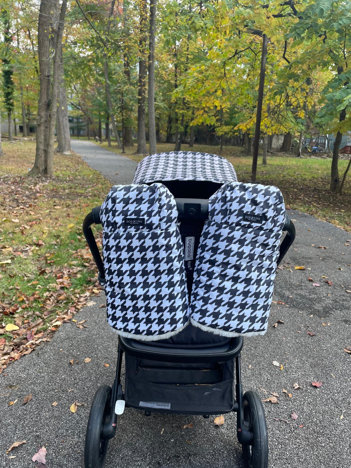 Hand Muff - Black and Cream Houndstooth