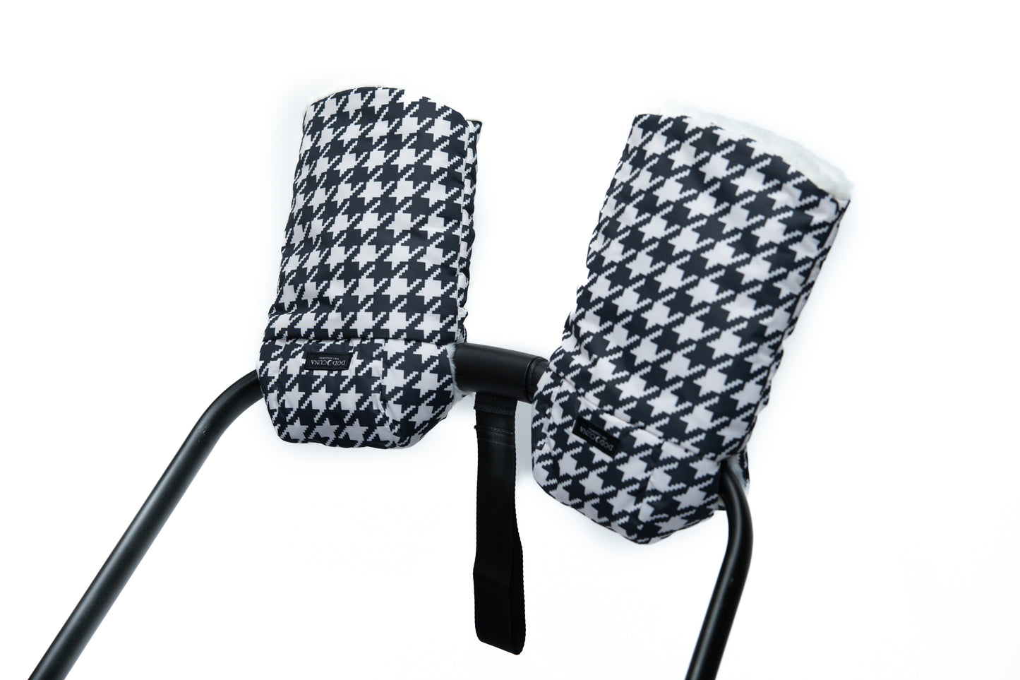 Hand Muff - Black and Cream Houndstooth