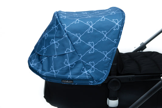 Stroller Hood - Blue Ribbon Pattern