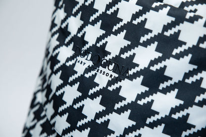 Stroller Hood - Black and Cream Houndstooth