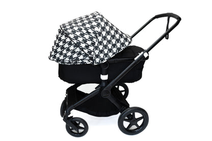 Stroller Hood - Black and Cream Houndstooth
