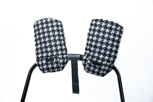 Hand Muff - Black and Cream Houndstooth