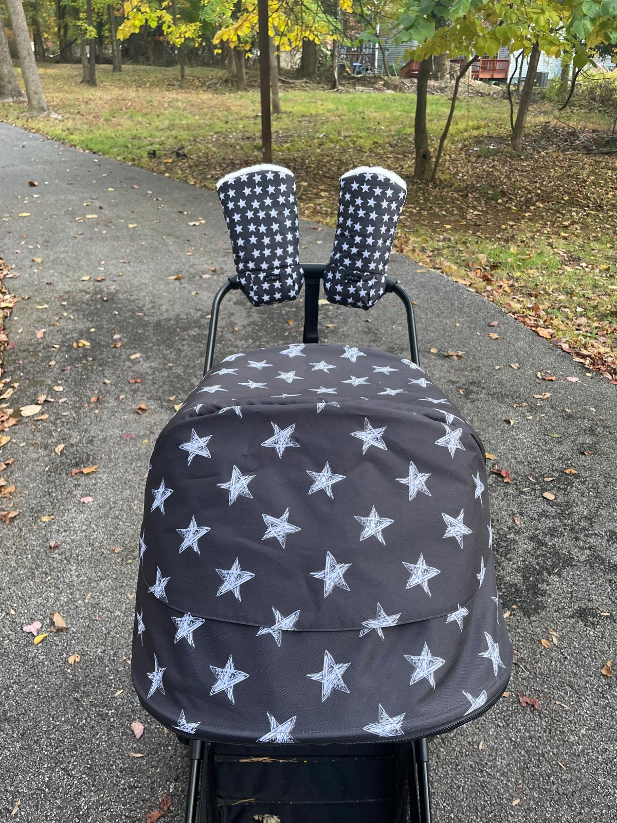 Stroller Hood - Black and White Stars