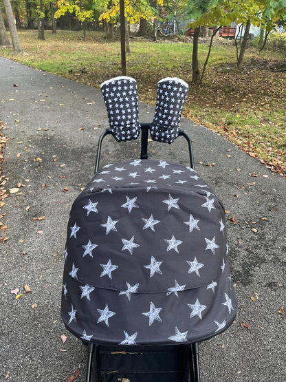Stroller Hood - Black and White Stars